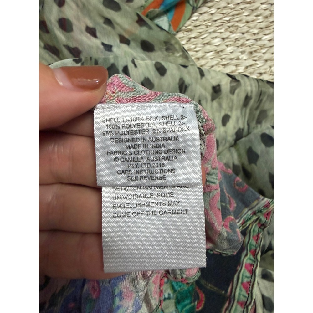 Camilla Silk Embellished Patchwork Maxi Skirt XS Bohemian boho indie ren faire - Picture 9 of 11